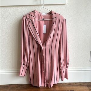 Lovers + Friends Pink Striped Button-Up Blouse